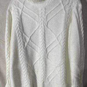 Simply Vera Vera Wang Cable Knit Sweater – Ivory Diamond Texture – Size XXL